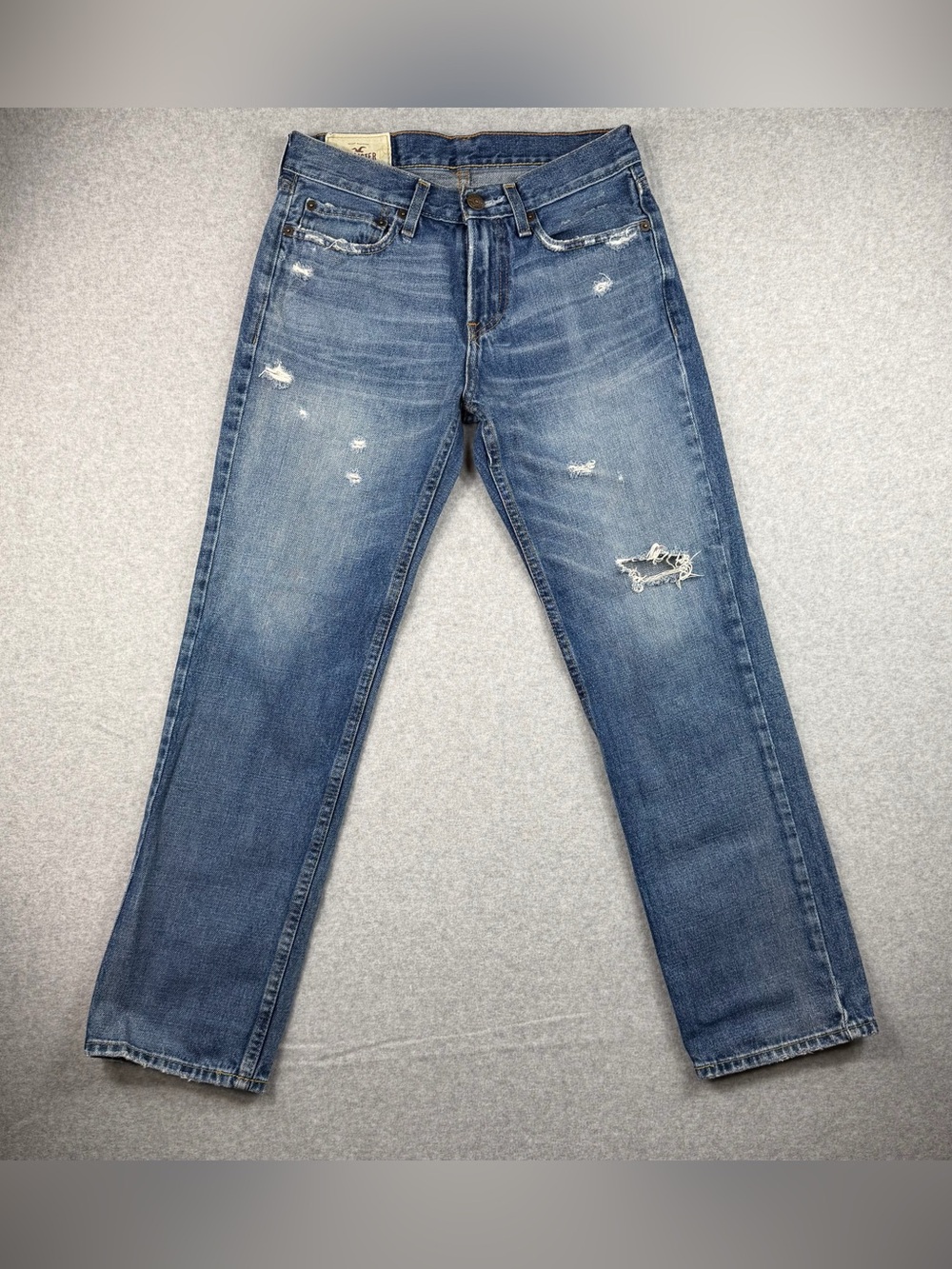 Hollister Men’s Classic Straight Distressed Medium Wash Denim Jeans Size 29x30